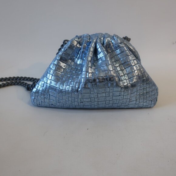 NWT Womens Maria La Rosa Mini Game Woven Sky Blue Laminated Clutch Handbag - Picture 3 of 11